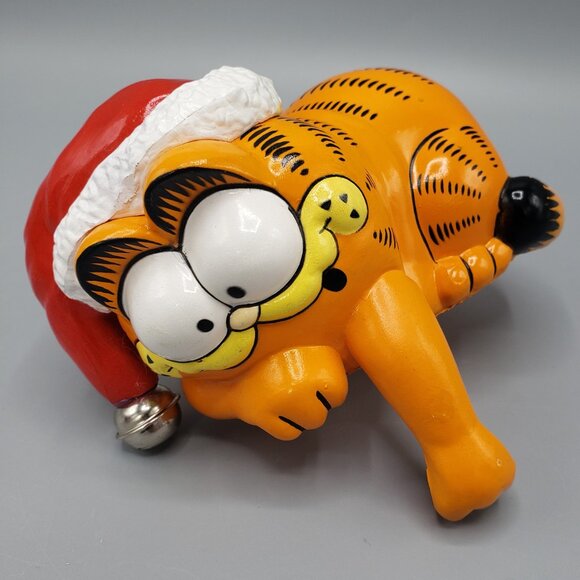Garfield Christmas Lot Vintage 1981 Stocking Hanger Bell NEW 2003 Macys Ornament - Picture 4 of 16